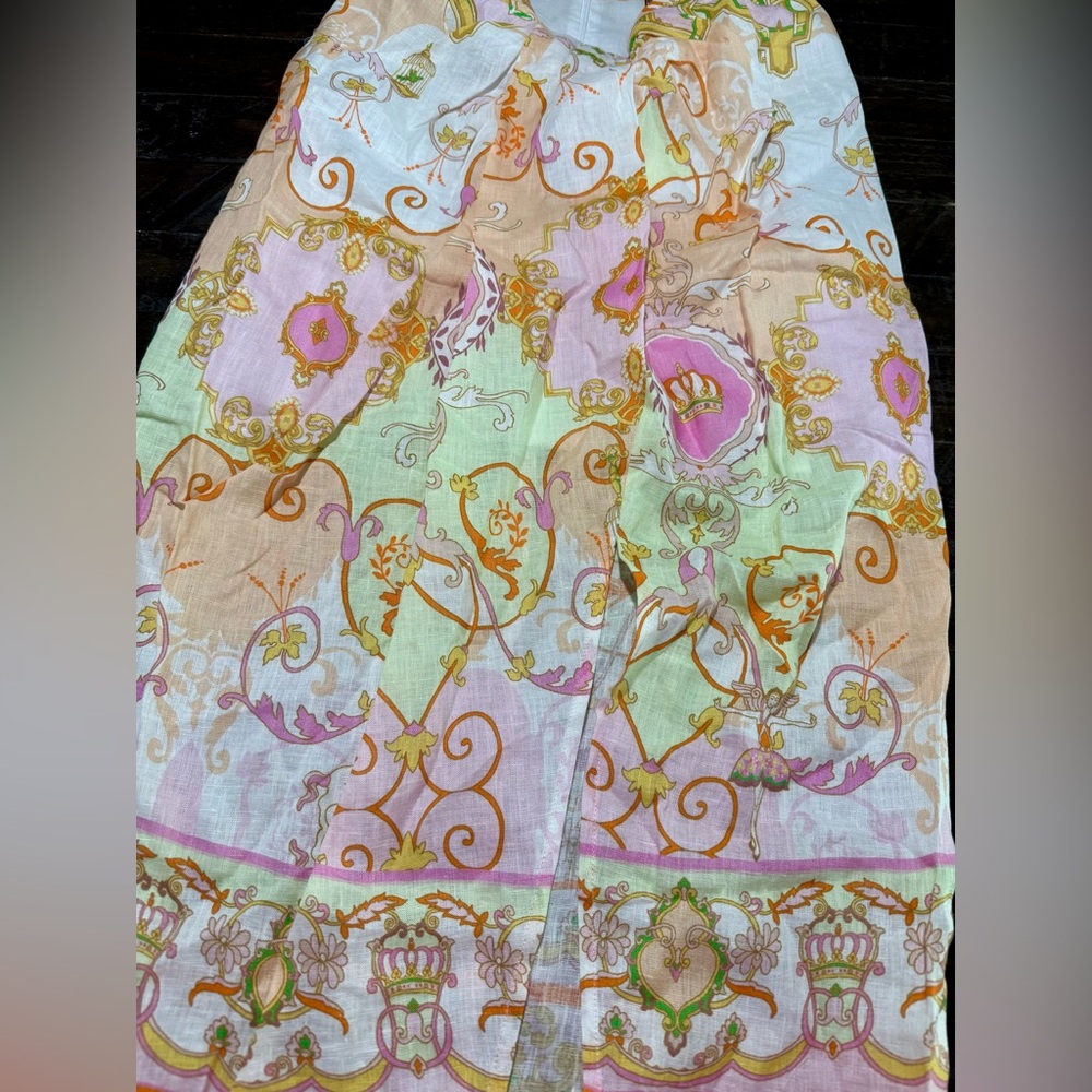 NWT HALE BOB Sophrona Pastel Paisley Print Drape Front Linen Skirt Size S Summer - Picture 6 of 8
